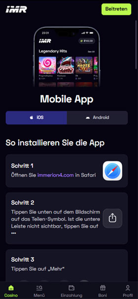 Immerion Casino Mobil App