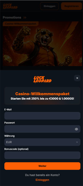 LuckLeopard Mobile Registration