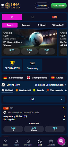 OhaCasino Mobile Sports