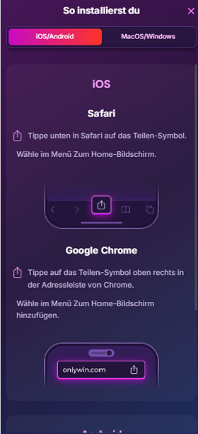 OnlyWin Mobil App