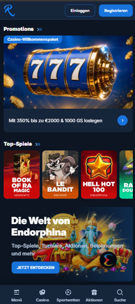RCasino Mobile Home View