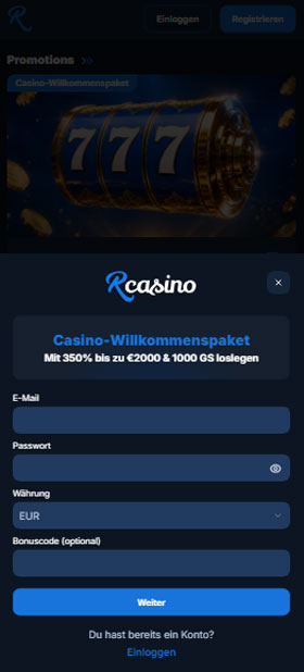 RCasino Mobile Registration