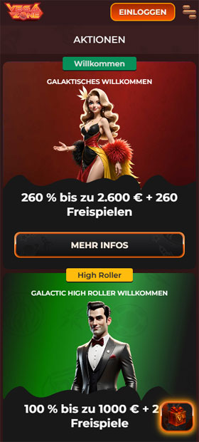 Vegazone Casino Mobil App Boni