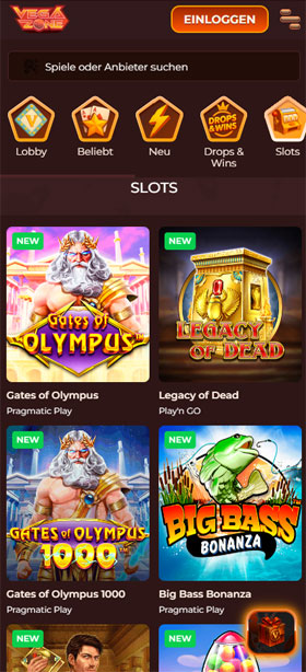 Vegazone Casino Mobil App Spiele