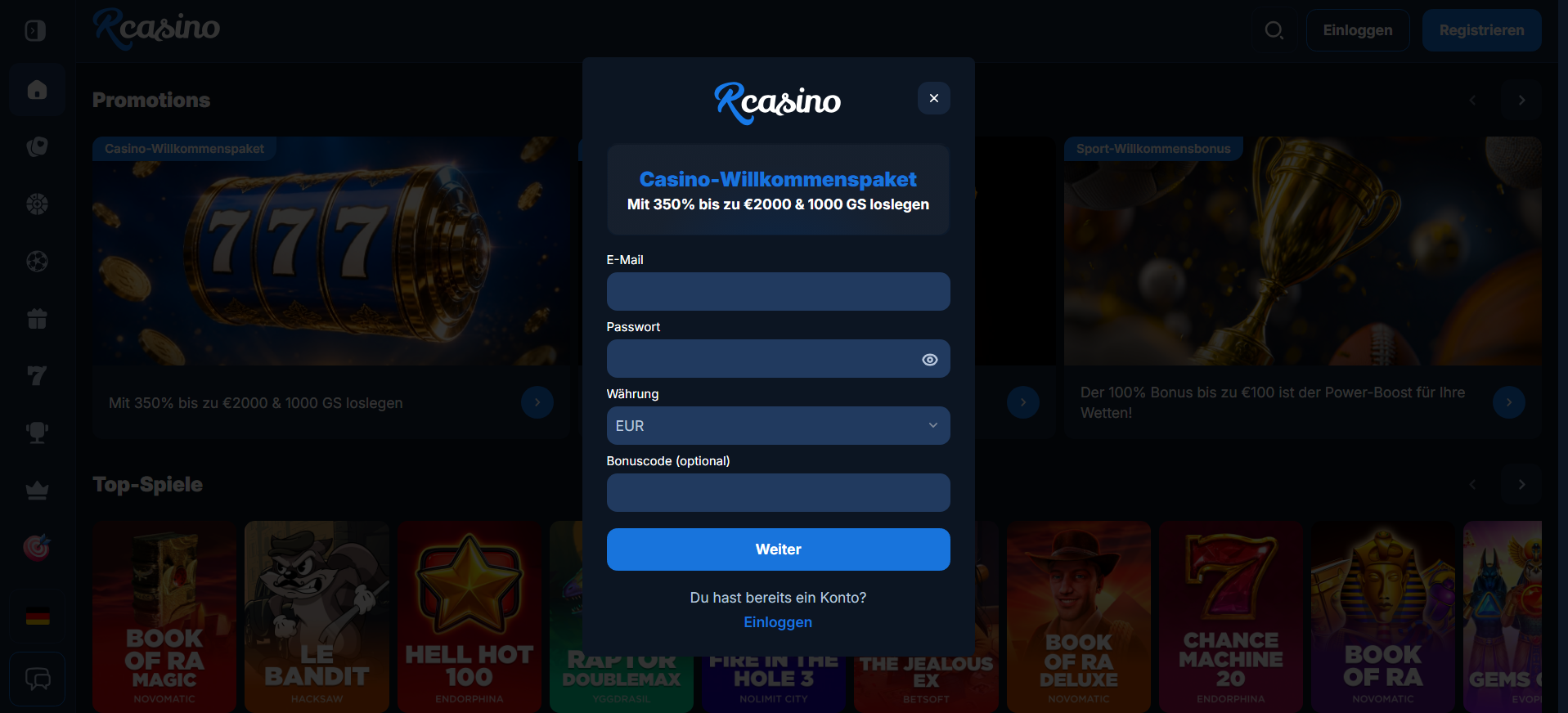 RCasino Registrierung