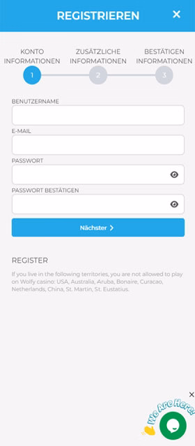 Wolfy Casino Mobil App Registrierung